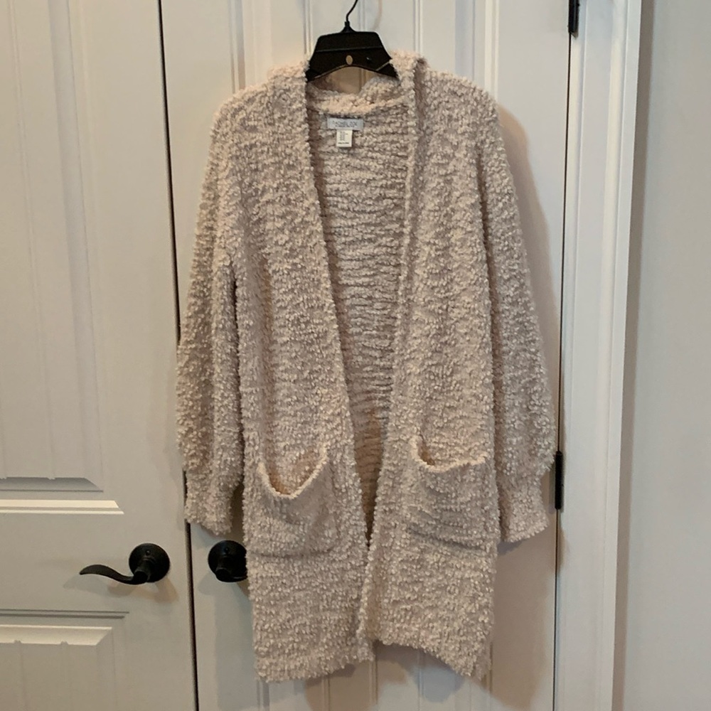 NWOT RACHEL ZOE Chunky Cream Popcorn Cardigan Duster Hoodie Sweater XS